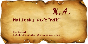 Malitsky Aténé névjegykártya